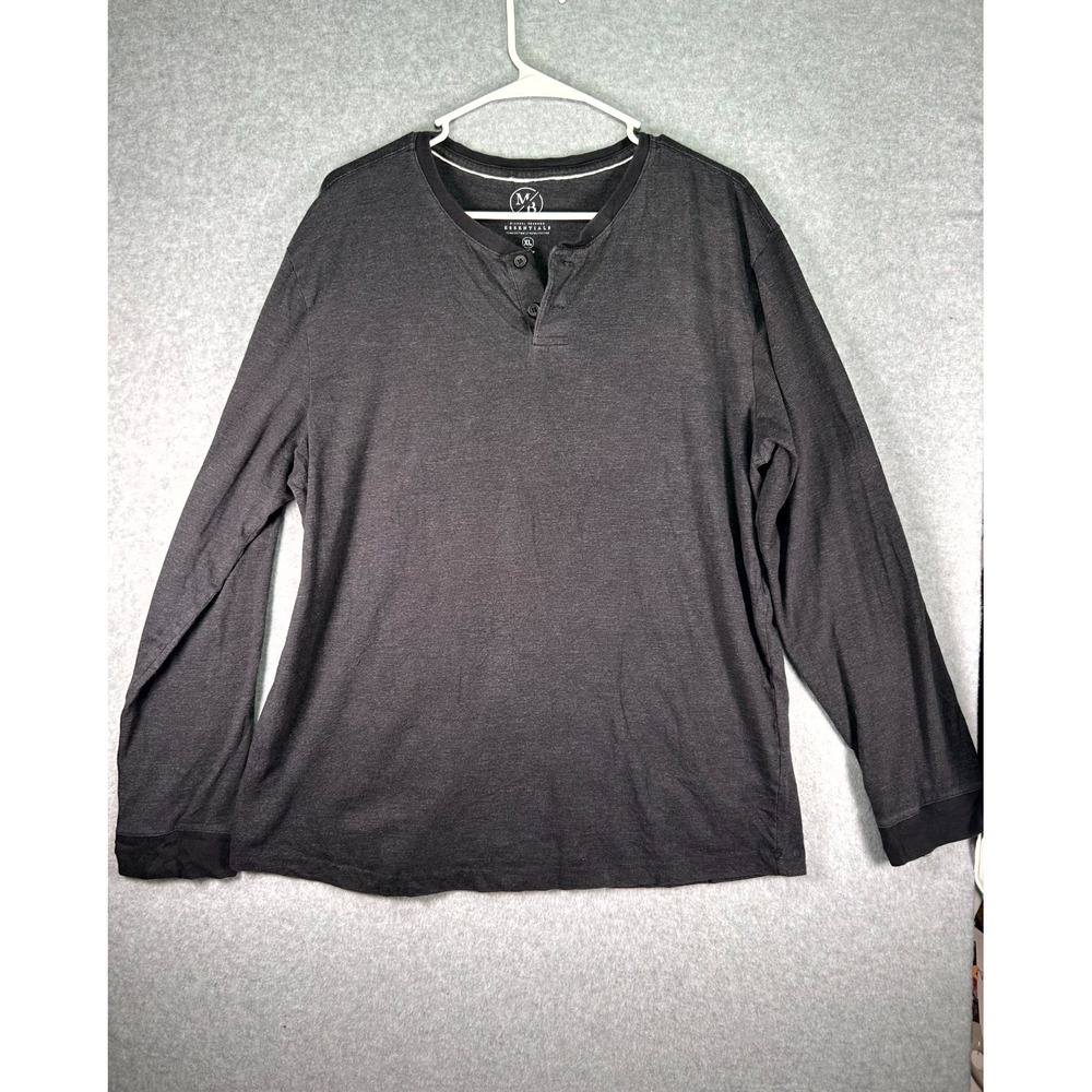 Michael Brandon Essentials Henley Shirt Mens XL Gray Cotton Casual Long Sleeve